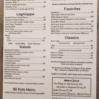 Yard Bird - Menu - Southern Near Me - Waskom, Texas