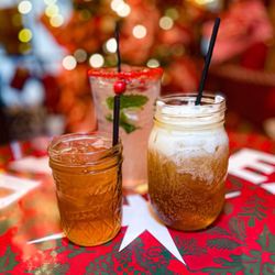 The Christmas Bar - Grinch Mojito, Apple Moonshine, and Butter Beer.