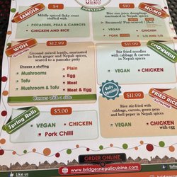 Bridges Nepali Cuisine - Walnut Hills - Menu