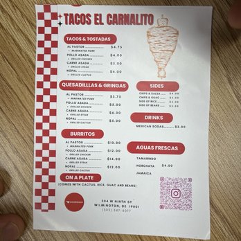 Tacos El Carnalito - Menu - Tacos Near Me - Wilmington, Delaware Tacos El Carnalito - Menu - Tacos Near Me - Wilmington, Delaware