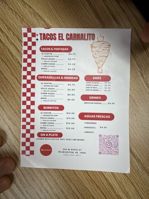 Menu photo 2 Tacos El Carnalito Wilmington, DE Menu photo 2 Tacos El Carnalito Wilmington, DE