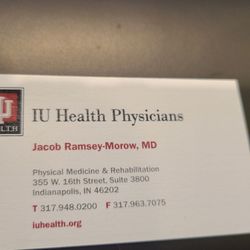 Neurorehabilitation & Robotics - IU Health Neuroscience Center - Dr. Ramsey-Morrow business card.