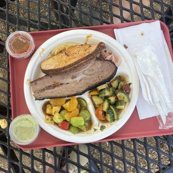 Sabar BBQ - 2 meat + 2 side plate (turkey, brisket, fruit chatt, kuchcumber salad) - Barbeque Near Me - Fort Worth, Texas Sabar BBQ - 2 meat + 2 side plate (turkey, brisket, fruit chatt, kuchcumber salad) - Barbeque Near Me - Fort Worth, Texas