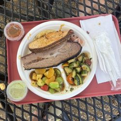 Sabar BBQ - 2 meat + 2 side plate (turkey, brisket, fruit chatt, kuchcumber salad)