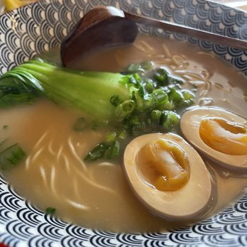 3 Little Pigs Ramen - Tonkatsu base broth with thin noodles, bok choy, green onion, and soft boiled egg - Ramen Near Me - Katy, Texas 3 Little Pigs Ramen - Tonkatsu base broth with thin noodles, bok choy, green onion, and soft boiled egg - Ramen Near Me - Katy, Texas