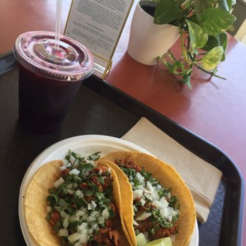 Oasis Vegetarian Cafe - Jackfruit Tacos with Hibiscus Ice tea - Vegetarian Near Me - Riverside, California Oasis Vegetarian Cafe - Jackfruit Tacos with Hibiscus Ice tea - Vegetarian Near Me - Riverside, California