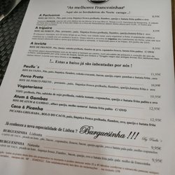 Paullu's - Ementa de francesinhas. Todas deliciosas.