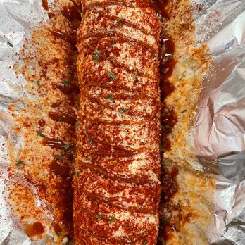 Elote Fuego - Fire Roasted corn served on the cob ( Mexican Street )
Ingredients: butter, mayonnaise, lemon juice, paprika and parsley. - Mexican Near Me Elote Fuego - Fire Roasted corn served on the cob ( Mexican Street )
Ingredients: butter, mayonnaise, lemon juice, paprika and parsley. - Mexican Near Me