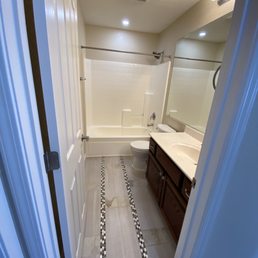 New recessed LED over shower/tub and new air vent fan. New recessed LED over shower/tub and new air vent fan.