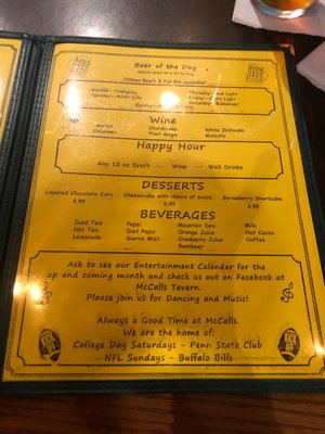 Menu photo 1 McCall's Tavern Lady Lake, FL Menu photo 1 McCall's Tavern Lady Lake, FL