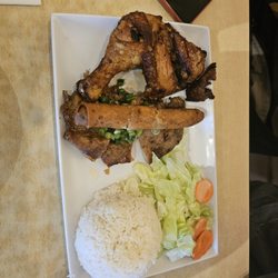 Mama's Pho - Grilled Pork with fried chicken and fried egg, opted doe spring roll instead of egg.