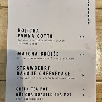zoku - Dessert menu as of March 2025 - Izakaya Near Me - Redondo Beach, California