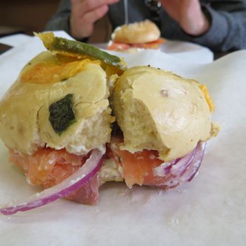 Bagel Place Cafe - Lox on jalapeno cheese bagel - Bagels Near Me - Sunnyvale, California Bagel Place Cafe - Lox on jalapeno cheese bagel - Bagels Near Me - Sunnyvale, California
