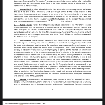 Ideal Image Liberty Place - My termination agreement with Ideal Image. - Laser Hair Removal Near Me - Philadelphia, Pennsylvania