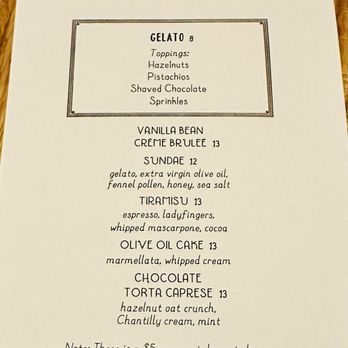 Alta Via - April 2025 menu of desserts - Italian Near Me - Blawnox, Pennsylvania