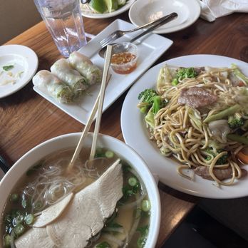 Thai Cuisine II - Chicken pho, chow main and spring rolls - Thai Near Me - Merced, California