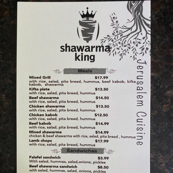 Shawarma King - Front of menu - Falafel Near Me - Gurnee, Illinois Shawarma King - Front of menu - Falafel Near Me - Gurnee, Illinois