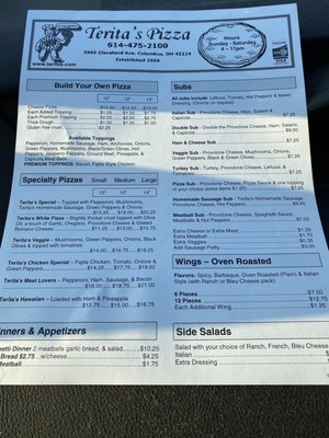 Menu photo 3 Terita's Pizza Carry Out Columbus, OH Menu photo 3 Terita's Pizza Carry Out Columbus, OH