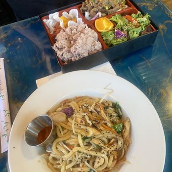Bapp Korean Restaurant - Udon with chicken and beef bento - Asian Fusion Near Me - Jackson, Wyoming