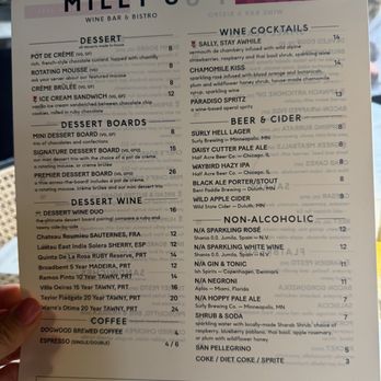 Milly's Wine Bar & Bistro - Menu - Wine Bars Near Me - Minneapolis, Minnesota