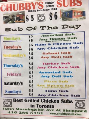 Menu photo 7 Chubby's Subs Toronto, ON