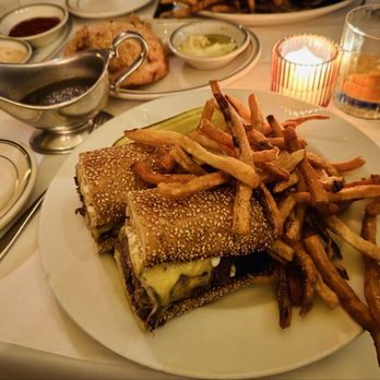 Wright’s Tavern - French Dip Sandwich with Au Jus and Pommes Frites - one of the BEST ever! - Steakhouses Near Me - Clayton, Missouri Wright’s Tavern - French Dip Sandwich with Au Jus and Pommes Frites - one of the BEST ever! - Steakhouses Near Me - Clayton, Missouri