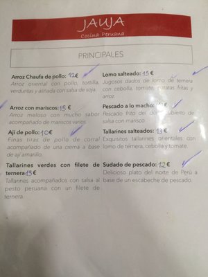 Menu photo 1 Jauja Madrid, M