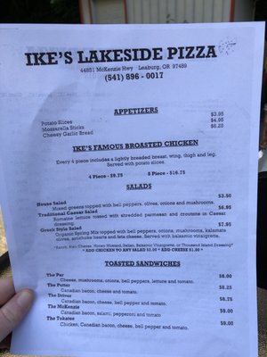 Menu photo 4 Ike's Pizza Leaburg, OR
