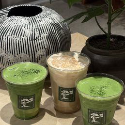 mango sticky rice matcha, injeolmi latte, double matcha mango sticky rice matcha, injeolmi latte, double matcha