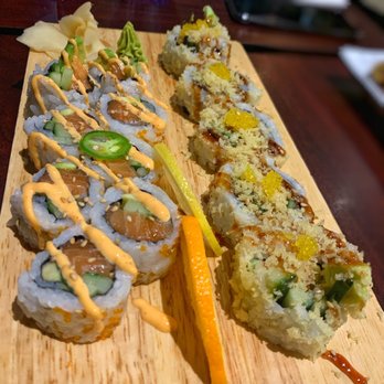 Tsui Sushi Bar - L-R: Spicy Seattle Roll, Golden Lobster Roll - Sushi Bars Near Me - Seattle, Washington Tsui Sushi Bar - L-R: Spicy Seattle Roll, Golden Lobster Roll - Sushi Bars Near Me - Seattle, Washington
