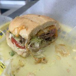 Last half of a tri-tip sandwich