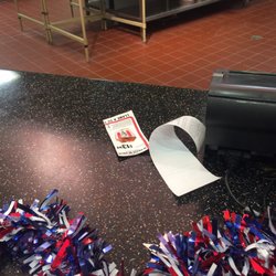 KFC - Counter in dining area next to cash register with no cashier to be found