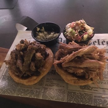 OLA Restobar - Two out of "lunch" Sopitos. Left is carne asada and the right is carnitas. - New American Near Me - Covina, California OLA Restobar - Two out of "lunch" Sopitos. Left is carne asada and the right is carnitas. - New American Near Me - Covina, California