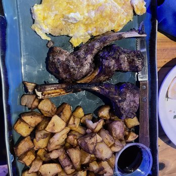 Octopus Kitchen - Brunch lamb chops, potatoes & scrambled eggs w/cheese - Seafood Near Me - Atlanta, Georgia Octopus Kitchen - Brunch lamb chops, potatoes & scrambled eggs w/cheese - Seafood Near Me - Atlanta, Georgia