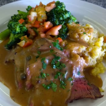 220 Grille - $9 Herbed Flank steak grilled to perfection, sliced to order and served with buttered broccoli, herbed polenta - Asian Fusion Near Me - Honolulu, Hawaii