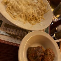 Mizithra Cheese & Browned Butter pasta with a side of meat balls Mizithra Cheese & Browned Butter pasta with a side of meat balls