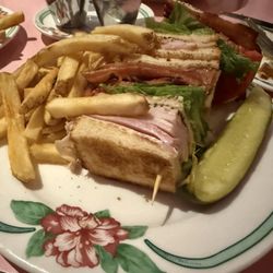 Draper's - Turkey club fries and pickle -this is only half. I split it with someone.