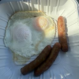 Eggs and sausage. Eggs and sausage.