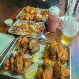 20 wings each for me and my 13 year old son. Loaded fries we're fiyah.