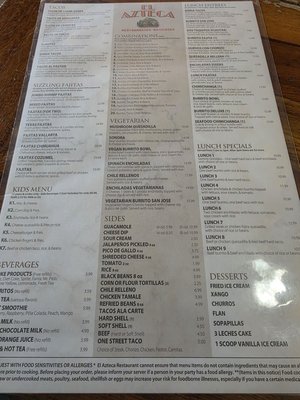 Menu photo 1 El Azteca Apple Valley, MN