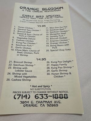 Menu photo 5 Orange Blossom Chinese Restaurant Orange, CA Menu photo 5 Orange Blossom Chinese Restaurant Orange, CA