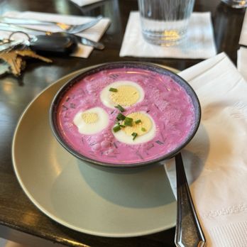 Pierogibites & More - Chlodnik , cold soup made from beets - Polish Near Me - Bellmore, New York Pierogibites & More - Chlodnik , cold soup made from beets - Polish Near Me - Bellmore, New York