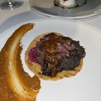 Canoe - Kangaroo appetizer with mole on a tortilla - New American Near Me - Atlanta, Georgia