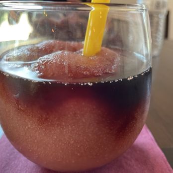 12 FIRES Winery & Vineyard - Slushie red wine with a topper of their Calaboose dessert wine. Recommend! - Wine Tasting Room Near Me - Johnson City, Texas