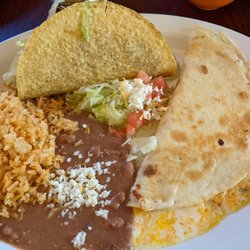 El Tapatio Dos - Cheese quesadilla,beef taco, beans and rice