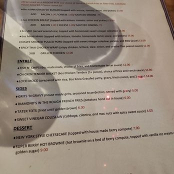 Diamonds Bar & Grill - Menu Dec 05, 2020 - New American Near Me - Kihei, Hawaii