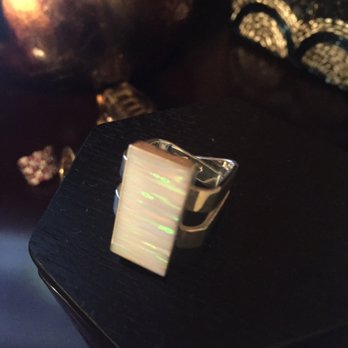 Casa Rodriguez - Opal  and sterling silver.  Square ring - Jewelry Near Me - Saint Augustine, Florida