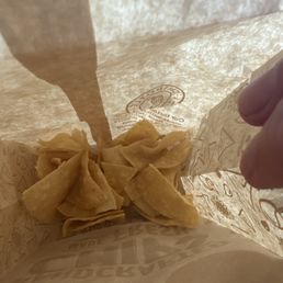 This is a 'large' bag of chips from Chipotle! Make sure you have a backup supply at home. This is a 'large' bag of chips from Chipotle! Make sure you have a backup supply at home.