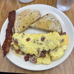 Eat At Joe's - Kielbasa & Cheese Omelette special with Buttered Rye Toast