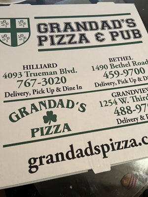 Menu photo 1 Grandad's Pizza & Pub Hilliard, OH
